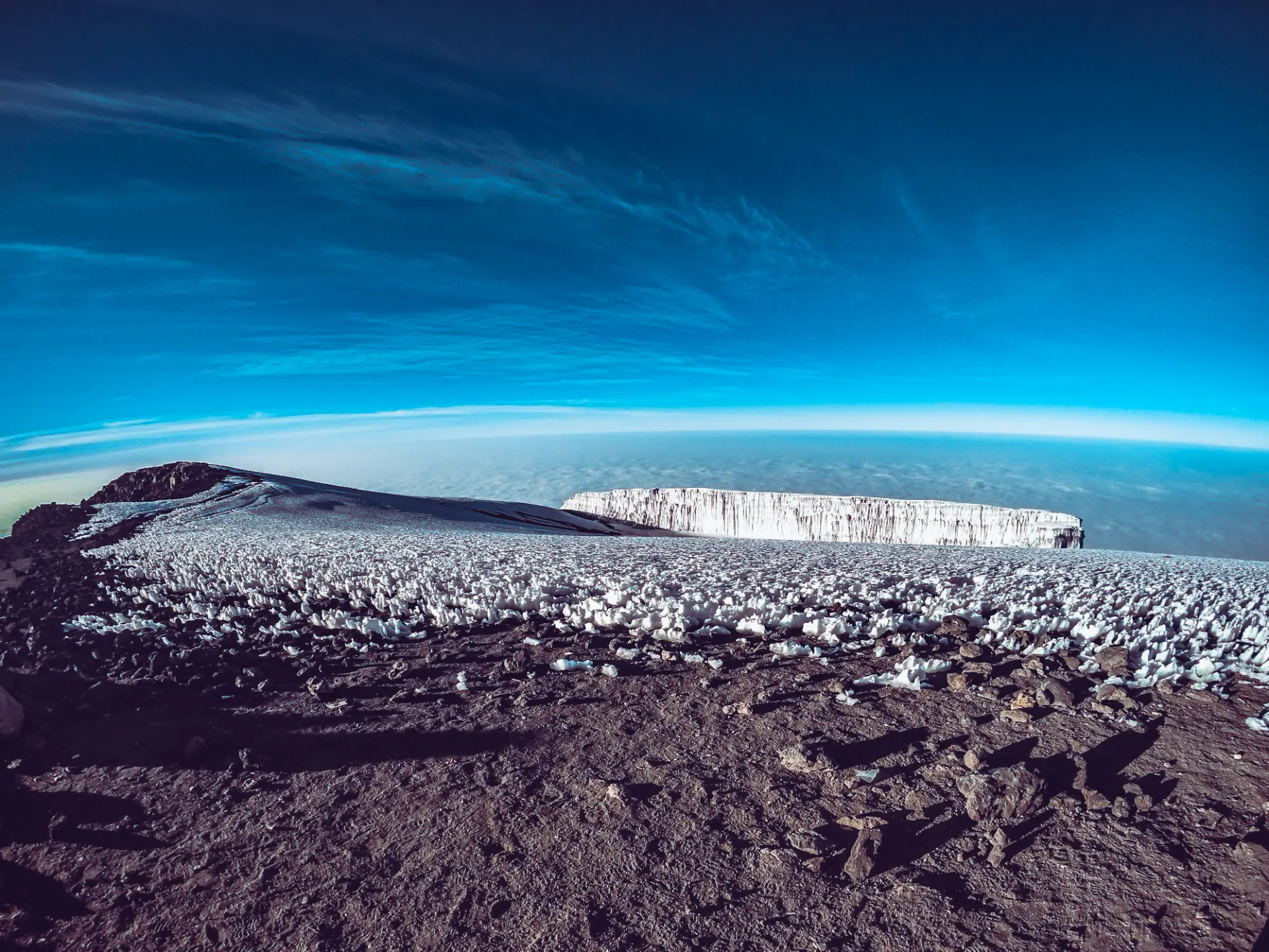 Glaciers near the summit of Kilimanjaro