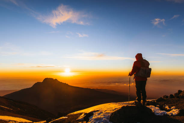 Man with backpack and hiking